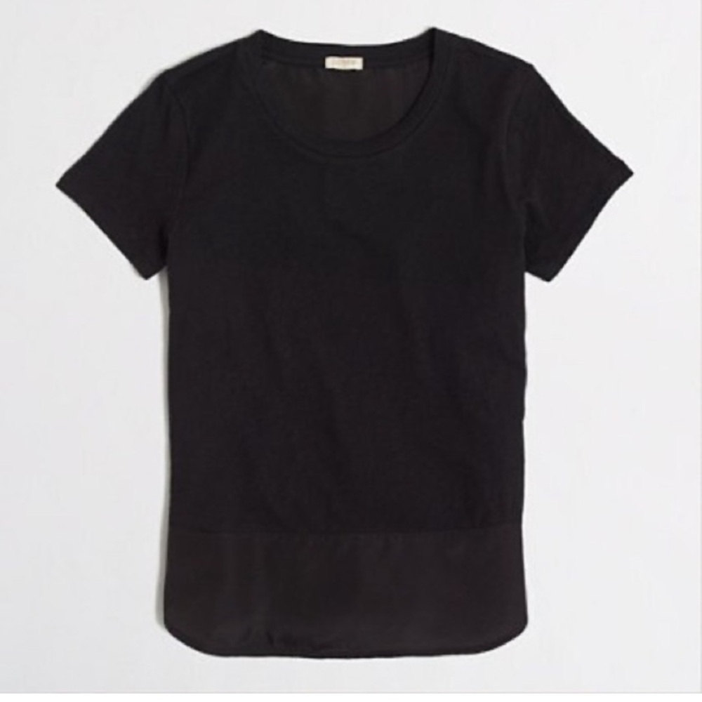 J.Crew Factory Black Contrast Woven Swing T-Shirt